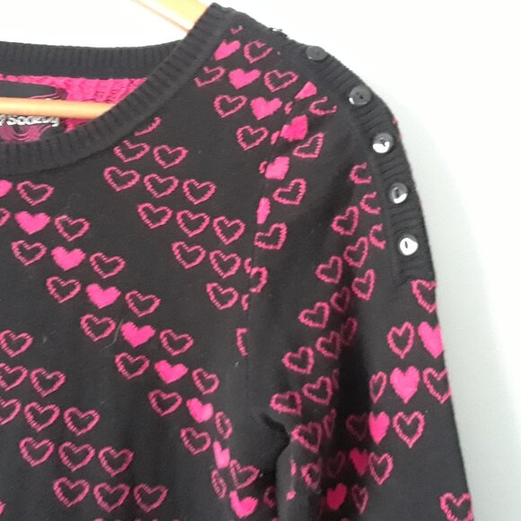 Vintage Y2K Streetwear Society Pink Hearts 100% Cotton Sweater - Picture 3 of 6